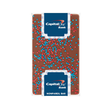 1 oz Belgian Chocolate Bar with Corporate Color Nonpareils