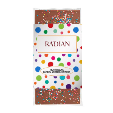 3.5 oz Custom Chocolate Bar with Rainbow Nonpareil Sprinkles