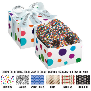 Gala Gift Box - 4 Chocolate Covered Pretzel Knots with Rainbow