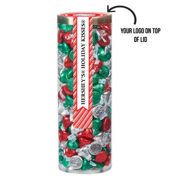 Golden Treat Tube - Hershey's Holiday Kisses with a 4 Color Label