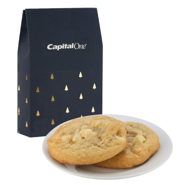 Gable Top Box with 2 Fresh Baked, White Chocolate Macadamia Cookies