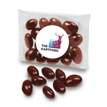 Chocolate Covered Almonds in a Cello Pouch