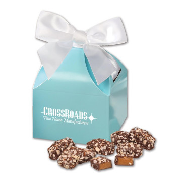 English Butter Toffee in Robin's Egg Blue Gift Box with Imprint and Bow