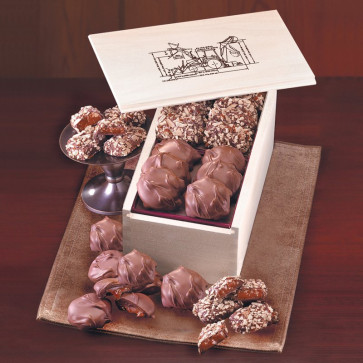 English Butter Toffee and Pecan Turtles in Wooden Collector's Box