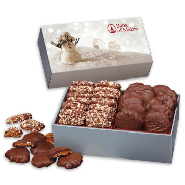 Toffee and Turtles in Gift Box with Snowman Sleeve