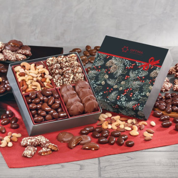 Gourmet Holiday Gift Box with Pine Boughs & Berries Sleeve
