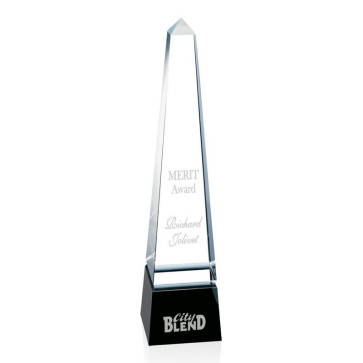 Groove Obelisk Optical Crystal Award - Black Base