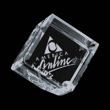 Carlton Bevelled Optical Crystal Cube Paperweight 3.5 in.