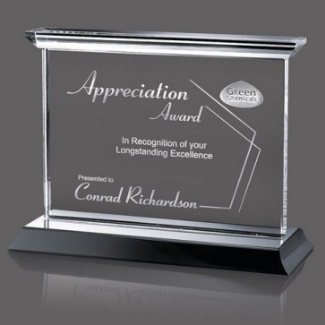 Tobermory Optical Crystal Award with Black Base 10 in. Wide