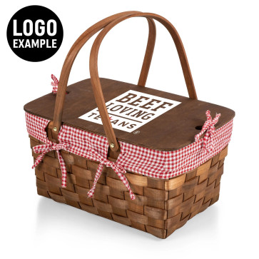 Kansas Handwoven Wood Picnic Basket