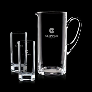 Rexdale Pitcher and 2 Hiball Glasses Engraved