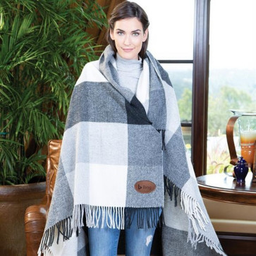 Yorkshire Plaid Wool Blanket (Leatherette Patch)
