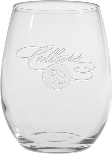 9 oz. Deep Etched Stemless White Wine Glass