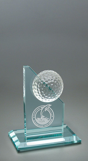 Golf Tower on Jade Glass Award - Small