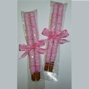 Breast Cancer Awareness Chocolate Covered Pretzel Rods