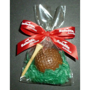 Chocolate Golf Ball and Chocolate Golf Tee in Cello Bag