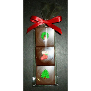 Christmas Triple Chocolate Layered Squares with Candy Coating
