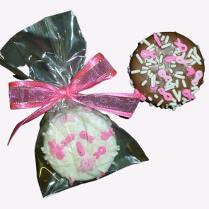 Breast Cancer Awareness Chocolate Dipped Fancy Sandwich Cookie