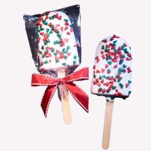 Peppermint White Chocolate Crunchsicle on a Wooden Stick