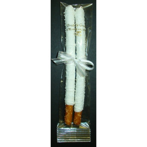 Wedding Double Pretzel Rods Dipped in White Chocolate