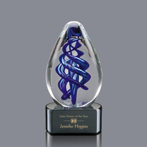 Expedia Art Glass Award on Ebony Glass Base 6.75 in. High