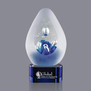 Galaxy Art Glass Award on Blue Base - 5.5 in. High