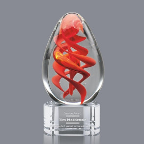 Helix Art Glass Award on Clear Glass Base