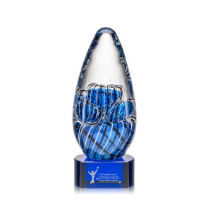 Contempo Art Glass Award on Blue Base - 9.5 in. High