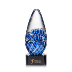 Contempo Art Glass Award on Black Base - 9.5 in. High
