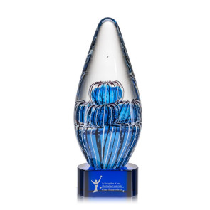 Contempo Art Glass Award on Blue Base - 11 in. High