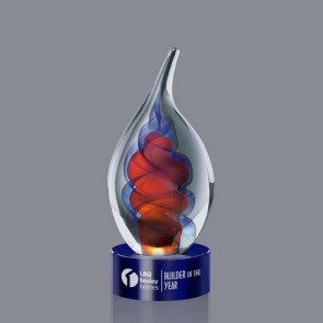 Trilogy Flame Award on Blue Base - Small 7.5 in. High