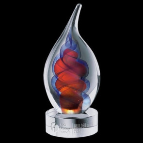 Trilogy FlameAward on Clear Base - Large 9.5 in. High