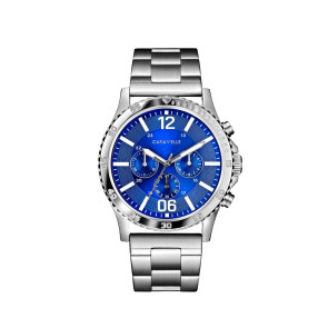 Caravelle Mens Chronograph Bracelet Sport Watch Blue Dial