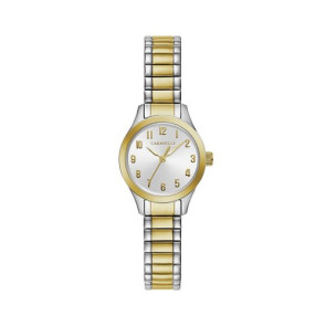 Caravelle Ladies Two Tone Stainless Steel Expansion Bracelet Watch with Arabic Numerals