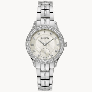 Bulova Watches Bulova Ladies' Crystal Dress Sport Watch, Silver-tone