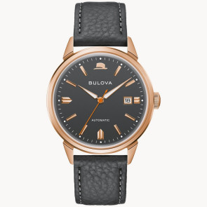 Frank Sinatra by Bulova Frank Sinatra- Men's Automatic Dark Grey Leather Strap Watch with Grey Dial