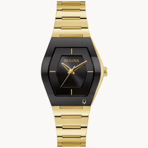 Bulova Watches Bulova Ladies' Futuro Watch, Gold-tone with Black Dial