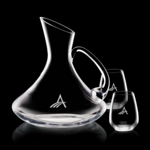 Bearden Carafe and 2 Stemless Wine Glasses Engraved