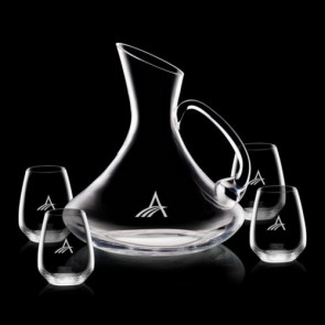 Bearden Carafe and 4 Stemless Wine Glasses Engraved