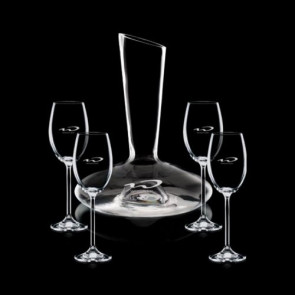 Henkel Carafe and 4 Wine Glasses Engraved
