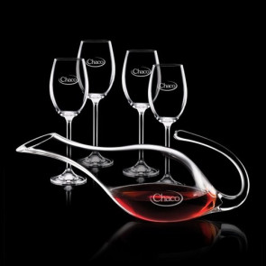 Reyna Carafe and 4 Wine Glasses Engraved