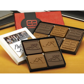 Custom Milk and Dark Logo Chocolate Squares with Gift Box - 8 -Piece