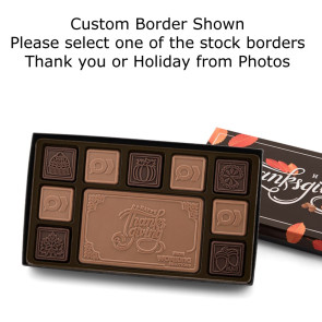 19 Piece Custom Chocolate Centerpiece with Thank you or Holiday Border