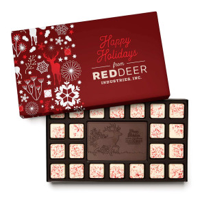  Milk or Dark Chocolate Logo Centerpiece with Peppermint Bark Border