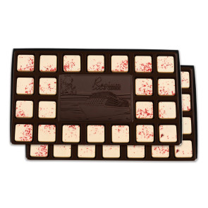 46-Piece Chocolate Assortment with Custom Centerpiece/ Peppermint Border