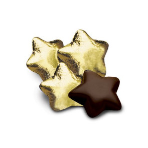Dark Chocolate Stars in Gold Foil - Stock Shape, No Logo - CASE PRICE