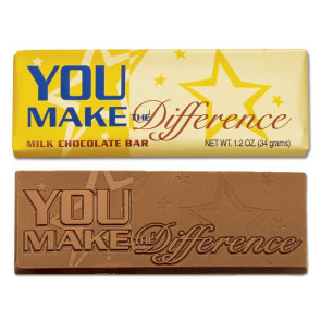 You Make the Difference Belgian Milk Chocolate Wrapper Bars - Stock CASE