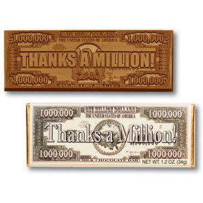 Thanks A Million Chocolate Wrapper Bars - Stock CASE PRICED