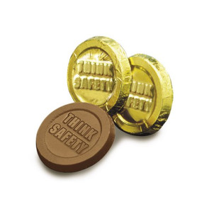 Think Safety Milk Chocolate Coins - Stock - CASE PRICE