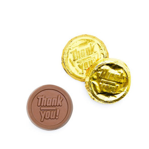 Milk Chocolate Coins Engraved with Thank you in Gold Foil CASE PRICE